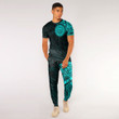 RugbyLife Clothing - Polynesian Sun Tattoo Style - Cyan Version T-Shirt and Jogger Pants A7 | RugbyLife