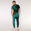 RugbyLife Clothing - (Custom) Polynesian Tattoo Style Surfing - Cyan Version T-Shirt and Jogger Pants A7