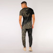 RugbyLife Clothing - Polynesian Tattoo Style Surfing - Gold Version T-Shirt and Jogger Pants A7