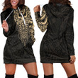 RugbyLife Clothing - Polynesian Tattoo Style Mask Native - Gold Version Hoodie Dress A7 | RugbyLife