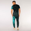 RugbyLife Clothing - Polynesian Tattoo Style Mask Native - Cyan Version T-Shirt and Jogger Pants A7
