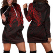 RugbyLife Clothing - Polynesian Tattoo Style Tatau - Red Version Hoodie Dress A7 | RugbyLife