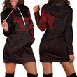 RugbyLife Clothing - Polynesian Tattoo Style Crow - Red Version Hoodie Dress A7 | RugbyLife