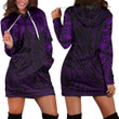 RugbyLife Clothing - Polynesian Tattoo Style - Purple Version Hoodie Dress A7 | RugbyLife