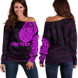 RugbyLife Clothing - (Custom) Polynesian Tattoo Style Turtle - Pink Version Off Shoulder Sweater A7 | RugbyLife