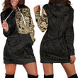 RugbyLife Clothing - Kite Surfer Maori Tattoo With Sun And Waves - Gold Version Hoodie Dress A7 | RugbyLife