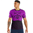 RugbyLife Clothing - Polynesian Tattoo Style Maori Traditional Mask - Pink Version T-Shirt A7