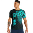 RugbyLife Clothing - (Custom) Polynesian Tattoo Style Mask Native - Cyan Version T-Shirt A7