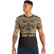 RugbyLife Clothing - (Custom) Polynesian Tattoo Style Maori Traditional Mask - Gold Version T-Shirt A7