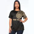 RugbyLife Clothing - (Custom) Polynesian Sun Mask Tattoo Style - Gold Version T-Shirt A7