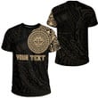 RugbyLife Clothing - (Custom) Polynesian Sun Mask Tattoo Style - Gold Version T-Shirt A7 | RugbyLife
