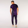 RugbyLife Clothing - Polynesian Tattoo Style Maori Silver Fern - Purple Version T-Shirt and Jogger Pants A7