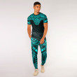 RugbyLife Clothing - Polynesian Tattoo Style Tattoo - Cyan Version T-Shirt and Jogger Pants A7 | RugbyLife