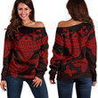 RugbyLife Clothing - Polynesian Tattoo Style Butterfly - Red Version Off Shoulder Sweater A7 | RugbyLife