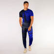 RugbyLife Clothing - (Custom) Polynesian Tattoo Style Mask Native - Blue Version T-Shirt and Jogger Pants A7 | RugbyLife