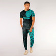 RugbyLife Clothing - (Custom) Polynesian Sun Mask Tattoo Style - Cyan Version T-Shirt and Jogger Pants A7 | RugbyLife