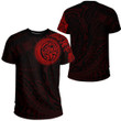 RugbyLife Clothing - Polynesian Tattoo Style Tattoo - Red Version T-Shirt A7 | RugbyLife