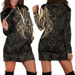 RugbyLife Clothing - Polynesian Tattoo Style Horse - Gold Version Hoodie Dress A7 | RugbyLife