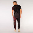RugbyLife Clothing - Polynesian Tattoo Style Tiki - Red Version T-Shirt and Jogger Pants A7