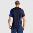 RugbyLife Clothing - (Custom) Polynesian Sun Mask Tattoo Style - Blue Version T-Shirt A7