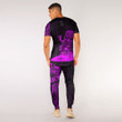 RugbyLife Clothing - Polynesian Tattoo Style Tiki Surfing - Pink Version T-Shirt and Jogger Pants A7