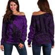 RugbyLife Clothing - (Custom) Polynesian Tattoo Style Melanesian Style Aboriginal Tattoo - Purple Version Off Shoulder Sweater A7 | RugbyLife