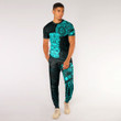 RugbyLife Clothing - Polynesian Tattoo Style Tiki - Cyan Version T-Shirt and Jogger Pants A7 | RugbyLife