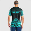RugbyLife Clothing - (Custom) Polynesian Tattoo Style Flower - Cyan Version T-Shirt A7