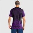 RugbyLife Clothing - Polynesian Tattoo Style Flower - Purple Version T-Shirt A7