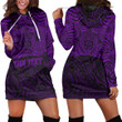 RugbyLife Clothing - (Custom) Polynesian Tattoo Style Maori Traditional Mask - Purple Version Hoodie Dress A7 | RugbyLife