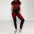 RugbyLife Clothing - Polynesian Tattoo Style Butterfly - Red Version T-Shirt and Jogger Pants A7