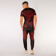 RugbyLife Clothing - Polynesian Tattoo Style Butterfly - Red Version T-Shirt and Jogger Pants A7