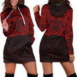 RugbyLife Clothing - Polynesian Tattoo Style Maori Traditional Mask - Red Version Hoodie Dress A7 | RugbyLife