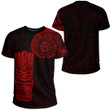 RugbyLife Clothing - Polynesian Tattoo Style Tiki - Red Version T-Shirt A7 | RugbyLife