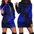 RugbyLife Clothing - Polynesian Tattoo Style Tatau - Blue Version Hoodie Dress A7 | RugbyLife