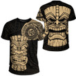 RugbyLife Clothing - Polynesian Tattoo Style Tiki - Gold Version T-Shirt A7 | RugbyLife