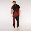 RugbyLife Clothing - Polynesian Tattoo Style Tiki Surfing - Red Version T-Shirt and Jogger Pants A7