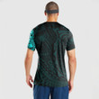 RugbyLife Clothing - Polynesian Sun Mask Tattoo Style - Cyan Version T-Shirt A7