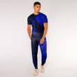 RugbyLife Clothing - (Custom) Polynesian Tattoo Style Melanesian Style Aboriginal Tattoo - Blue Version T-Shirt and Jogger Pants A7 | RugbyLife