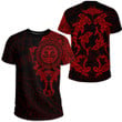 RugbyLife Clothing - Polynesian Tattoo Style Maori - Special Tattoo - Red Version T-Shirt A7 | RugbyLife