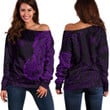 RugbyLife Clothing - Polynesian Tattoo Style Tatau - Purple Version Off Shoulder Sweater A7 | RugbyLife