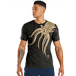 RugbyLife Clothing - Polynesian Tattoo Style Octopus Tattoo - Gold Version T-Shirt A7