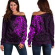 RugbyLife Clothing - Polynesian Tattoo Style Horse - Pink Version Off Shoulder Sweater A7 | RugbyLife