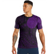 RugbyLife Clothing - Polynesian Sun Mask Tattoo Style - Purple Version T-Shirt A7