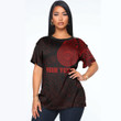 RugbyLife Clothing - (Custom) Polynesian Sun Mask Tattoo Style - Red Version T-Shirt A7