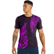 RugbyLife Clothing - Polynesian Tattoo Style Maori Silver Fern - Pink Version T-Shirt A7