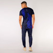 RugbyLife Clothing - Polynesian Tattoo Style Maori Silver Fern - Blue Version T-Shirt and Jogger Pants A7