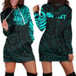 RugbyLife Clothing - (Custom) Polynesian Tattoo Style - Cyan Version Hoodie Dress A7 | RugbyLife