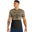 RugbyLife Clothing - Polynesian Tattoo Style Maori Traditional Mask - Gold Version T-Shirt A7