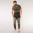 RugbyLife Clothing - (Custom) Polynesian Tattoo Style Maori Traditional Mask - Gold Version T-Shirt and Jogger Pants A7